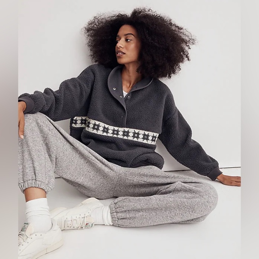 Madewell (Re)sourced Sherpa Popover Top Winter Size Medium